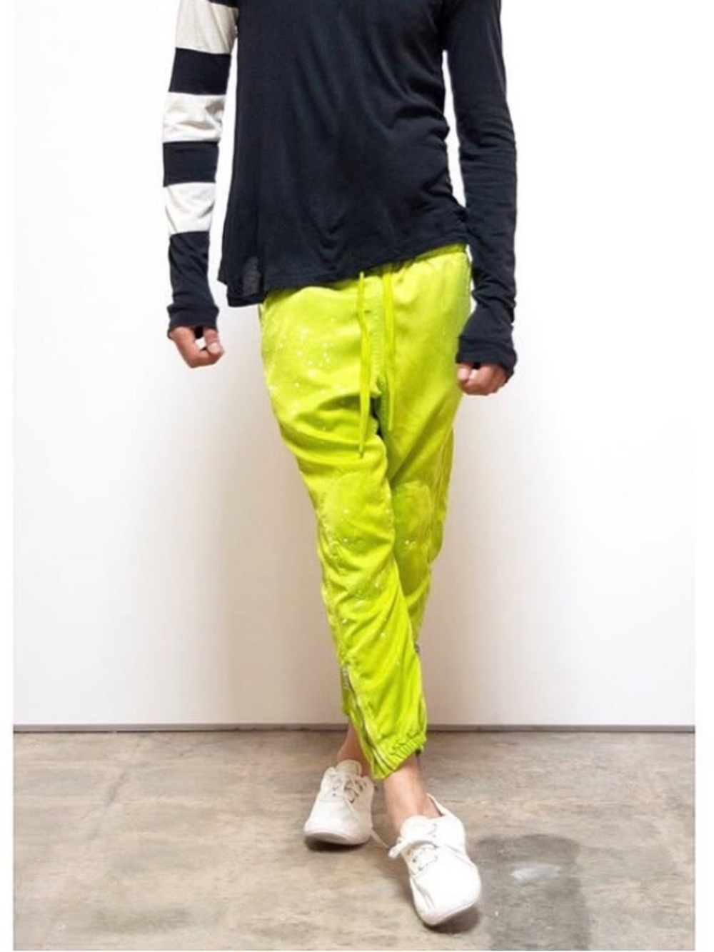 FreeCity Yellow Chartreuse Satin Jump Pant Size Medium